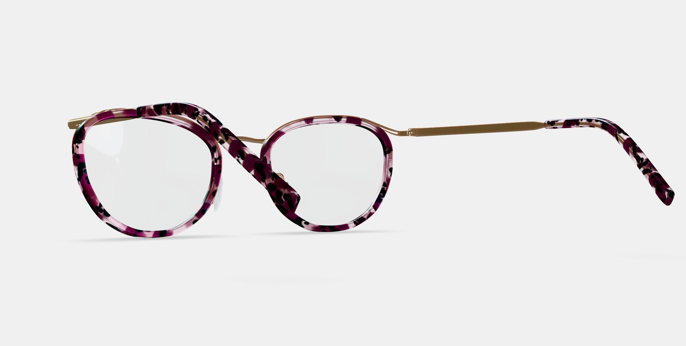 Dinah Eyeglasses in Violet Quartz Crystal with Polished Gold 3D model_5