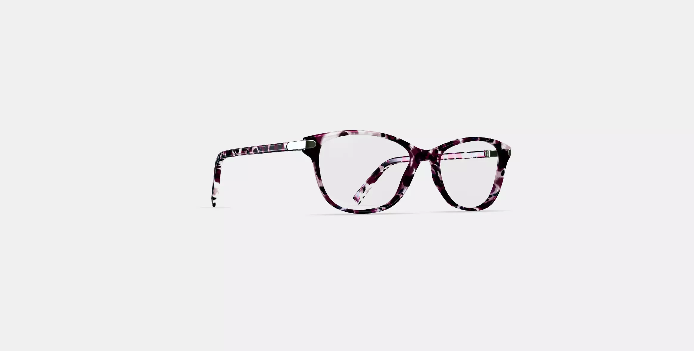 Daisy Eyeglasses in Violet Quartz Crystal with Polished Silver 3D model_0