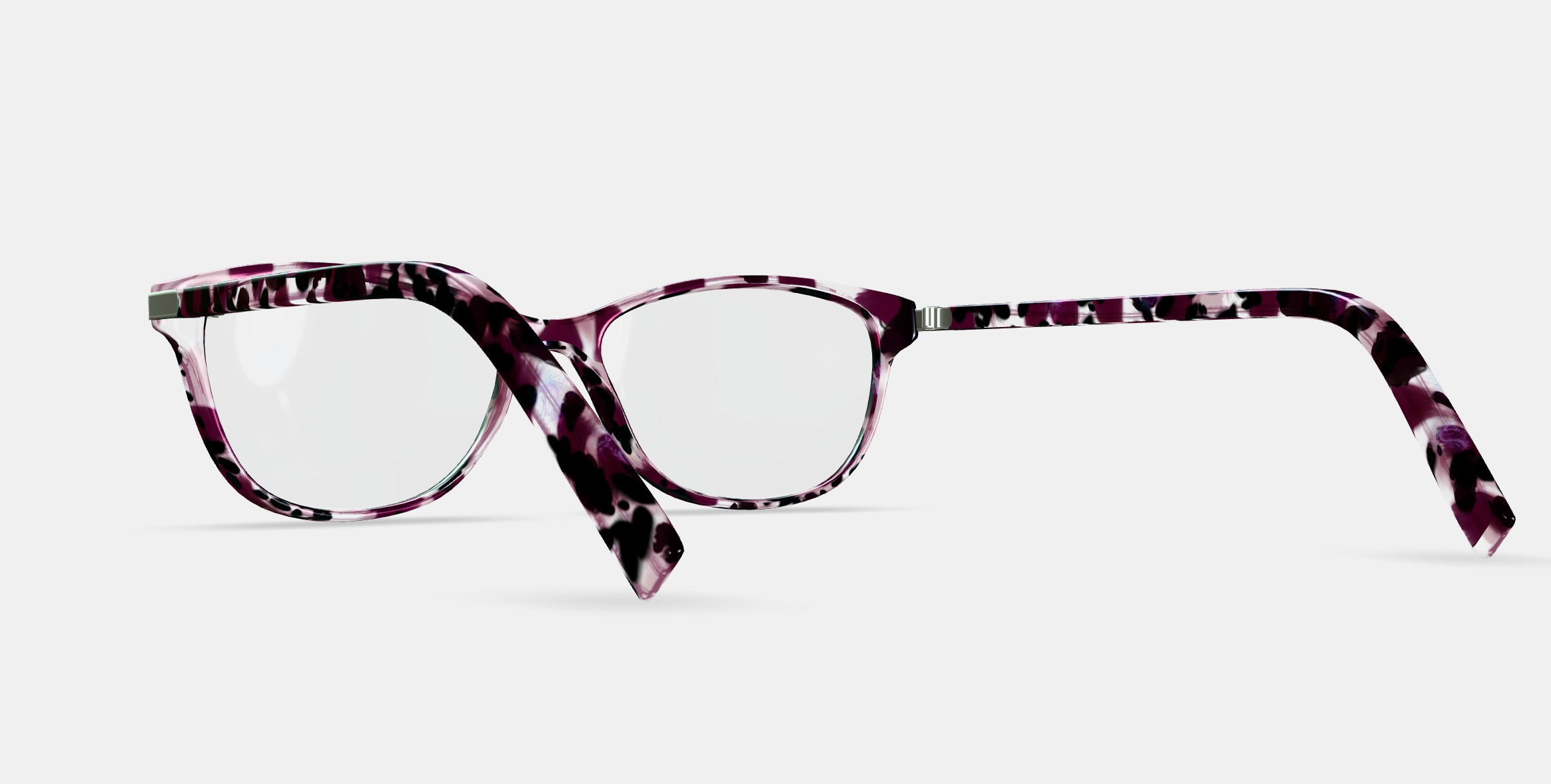 Daisy Eyeglasses in Violet Quartz Crystal with Polished Silver 3D model_2