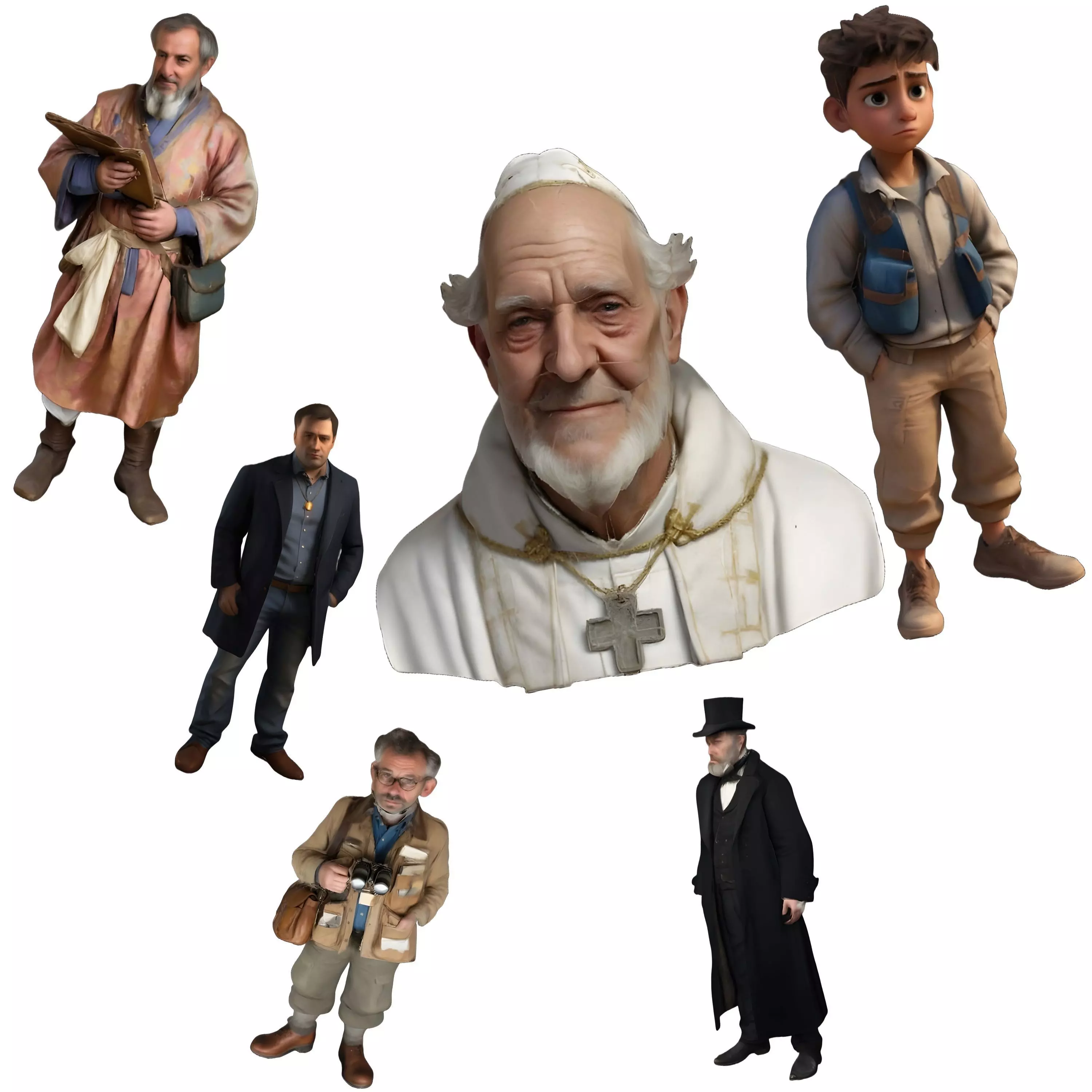 Historical and Fictional Character Set 3D print model_0