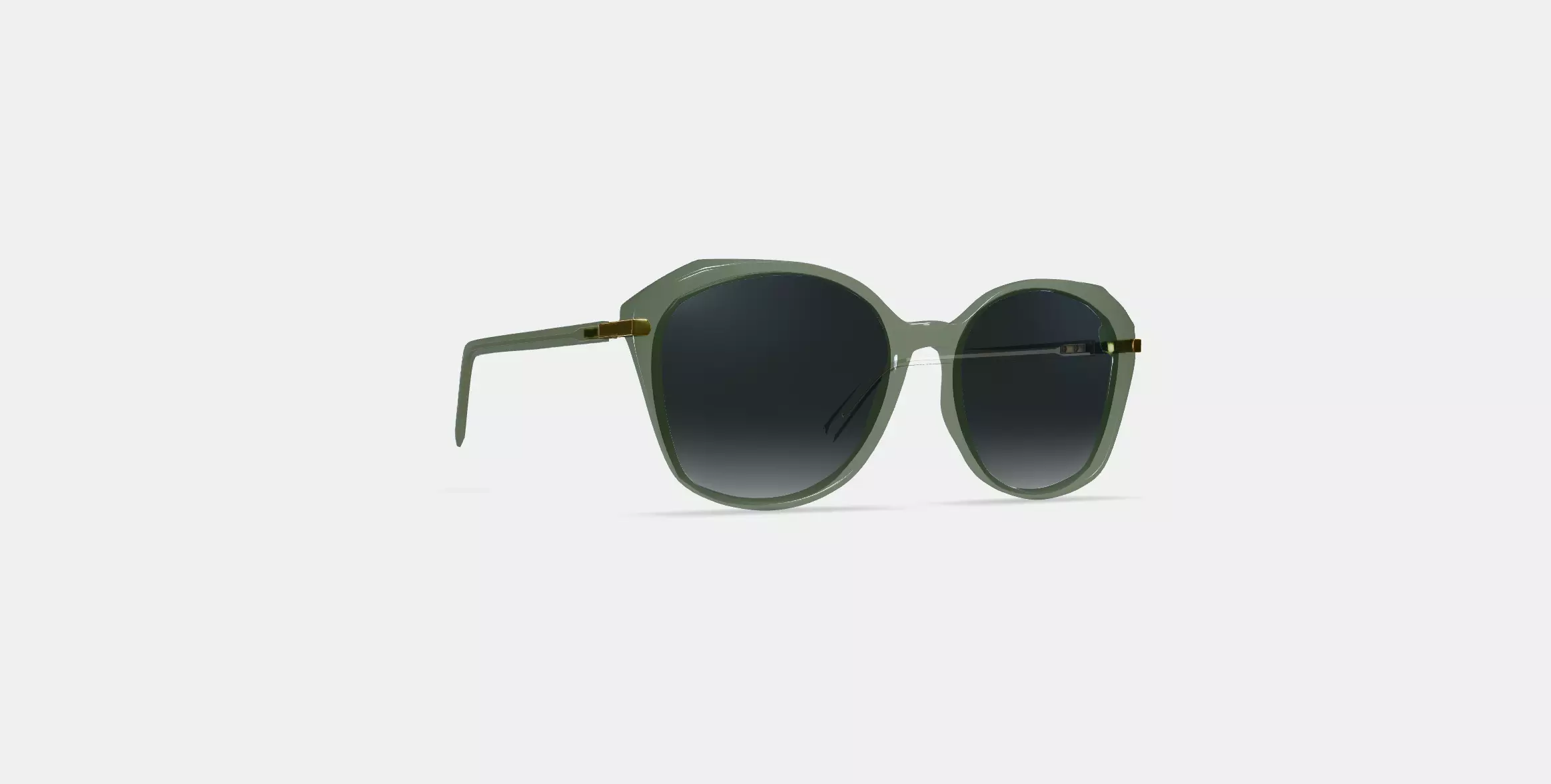 Nancy Sunglasses in Palm Crystal with Polished Gold 3D model_0