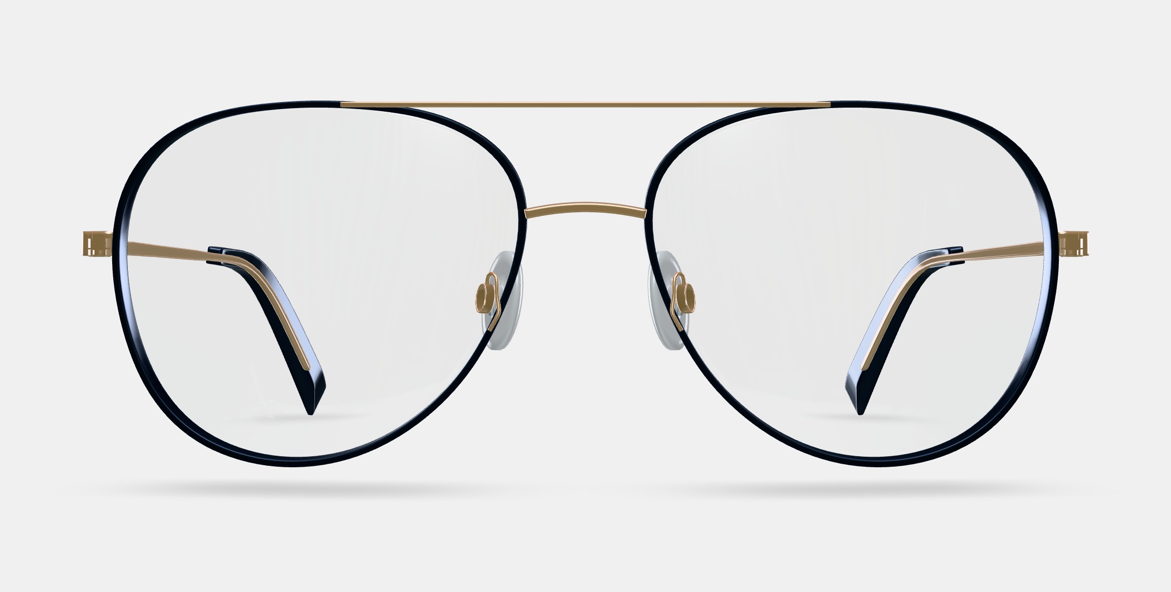 York Eyeglasses in Brushed Ink with Polished Gold 3D model_11