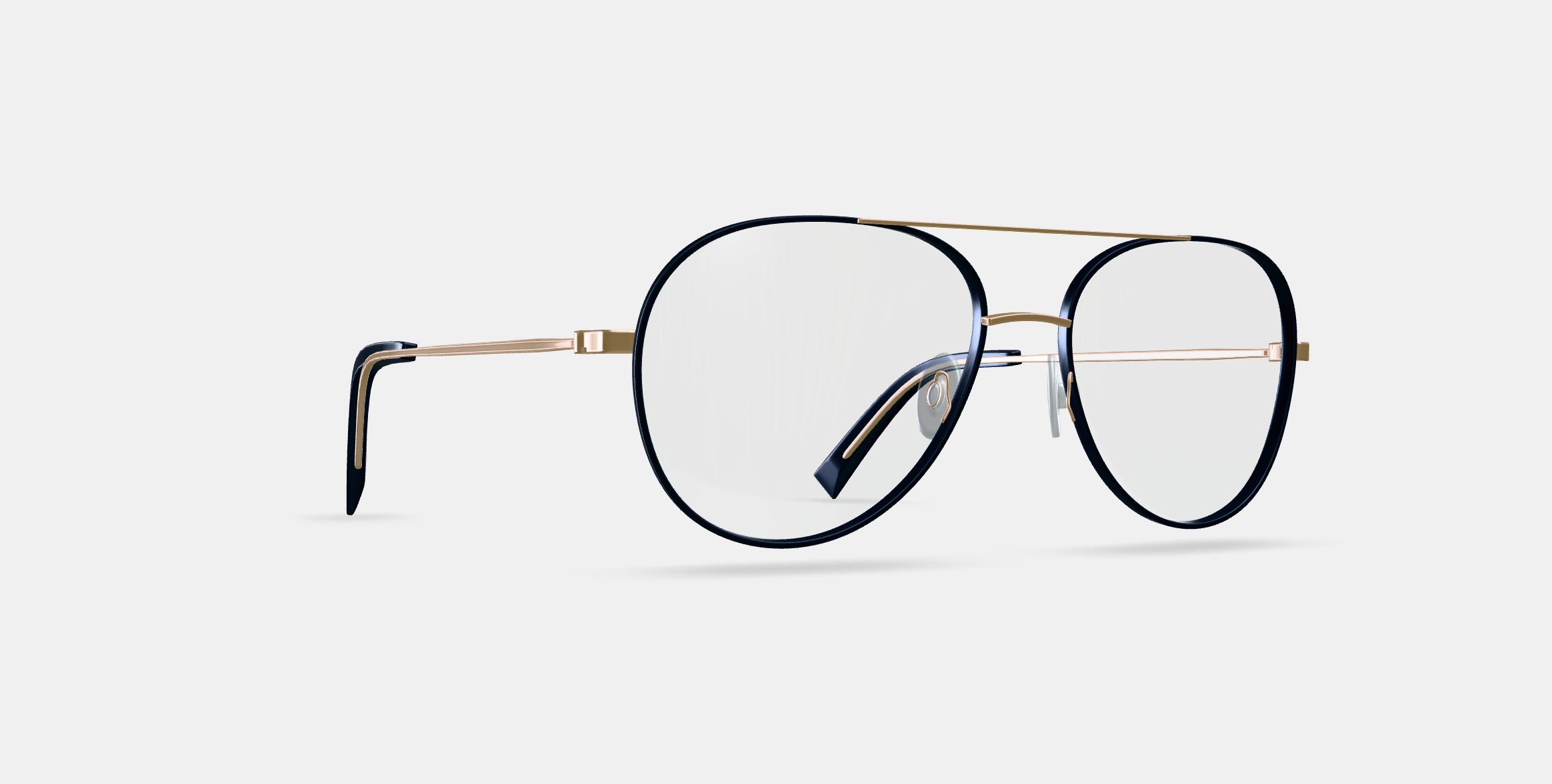 York Eyeglasses in Brushed Ink with Polished Gold 3D model_9