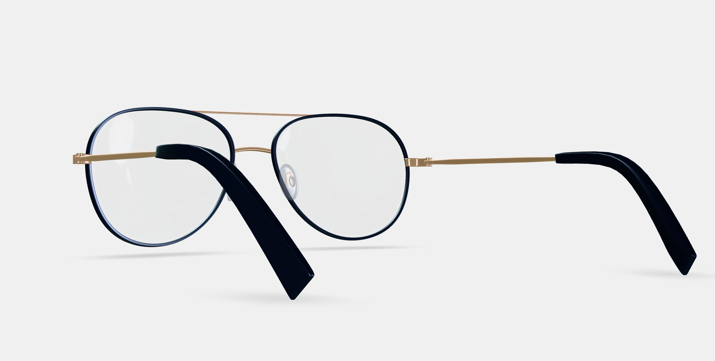 York Eyeglasses in Brushed Ink with Polished Gold 3D model_2