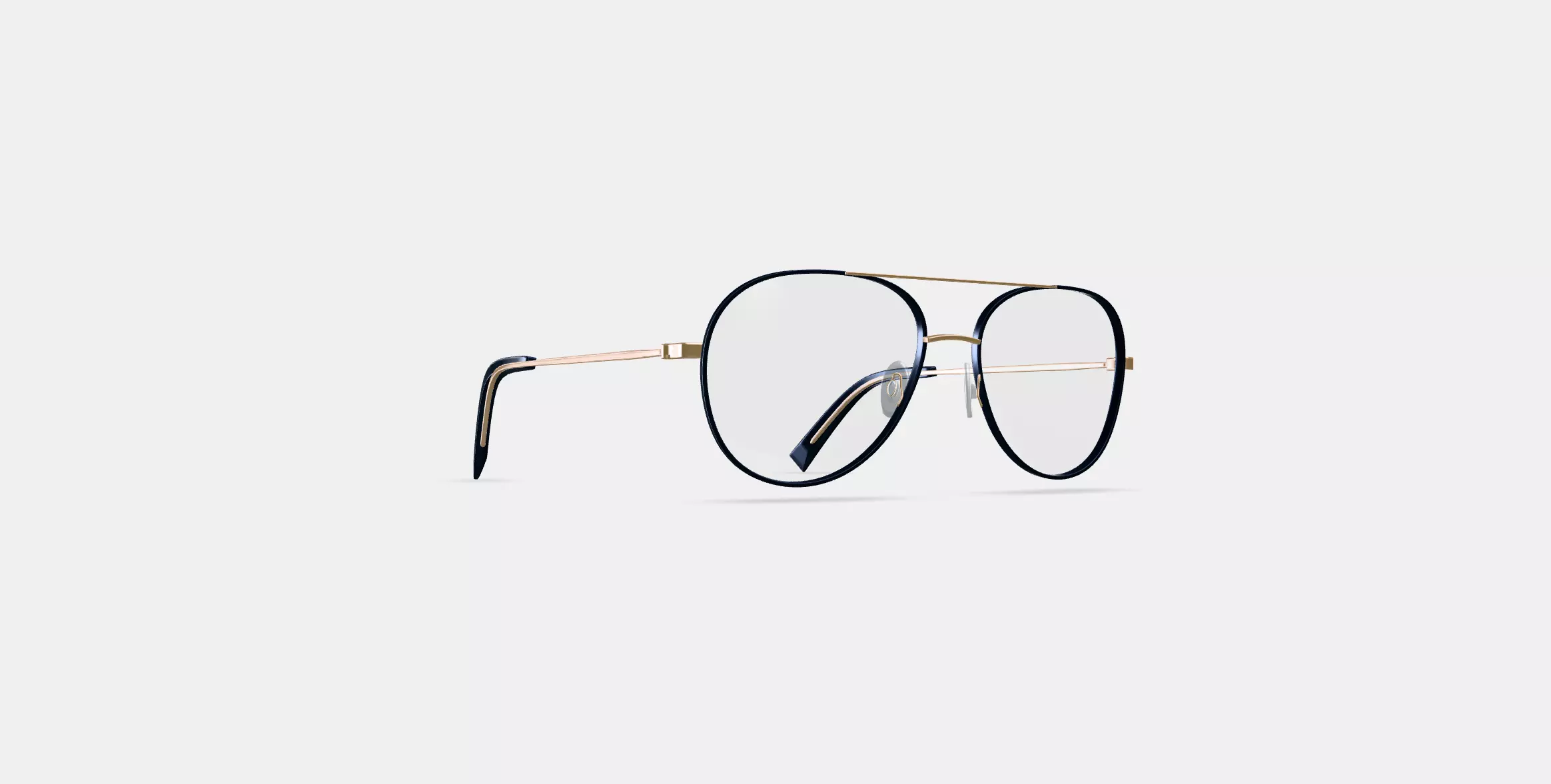York Eyeglasses in Brushed Ink with Polished Gold 3D model_0