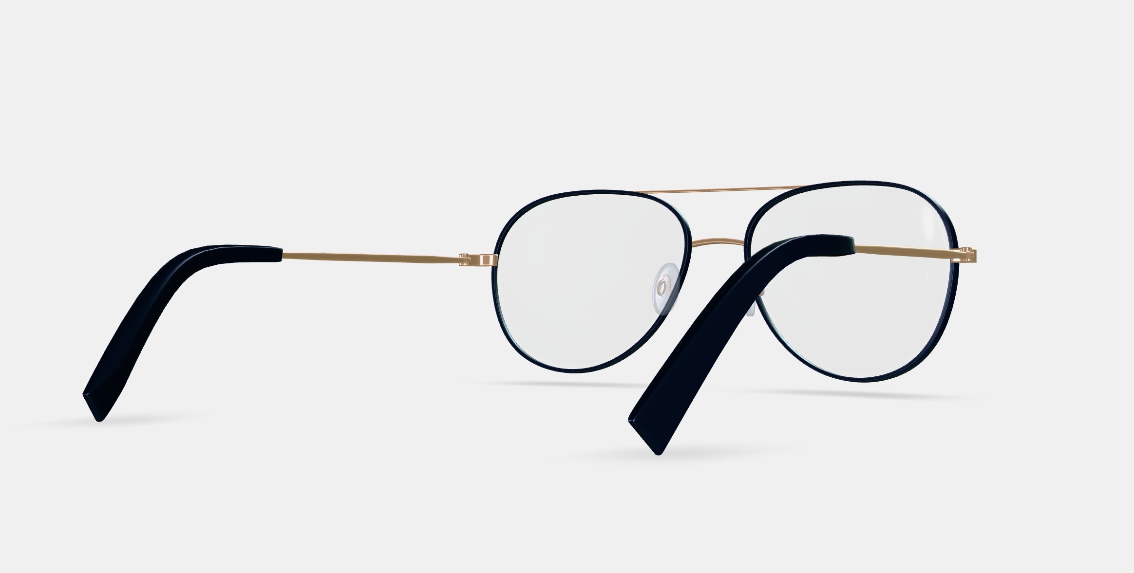 York Eyeglasses in Brushed Ink with Polished Gold 3D model_6