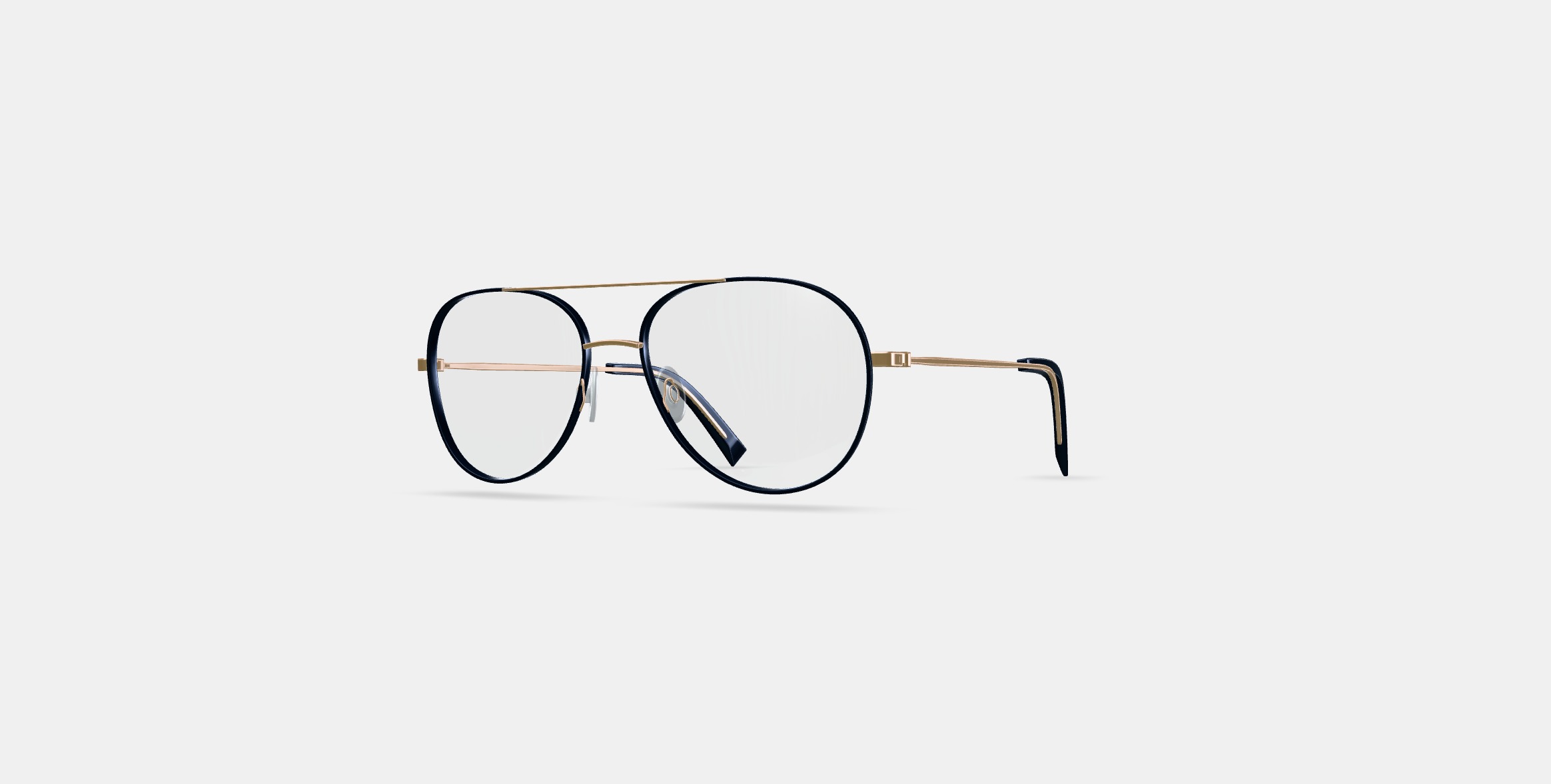York Eyeglasses in Brushed Ink with Polished Gold 3D model_12