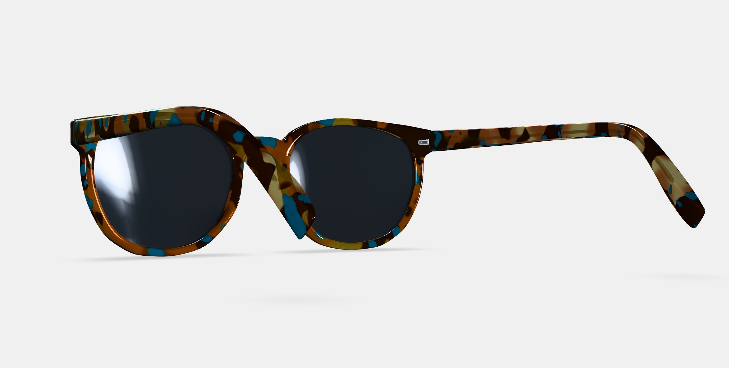 Gillian Sunglasses in Teal Tortoise 3D model_4