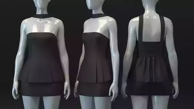 Peplum Tube Top and Skirt Set