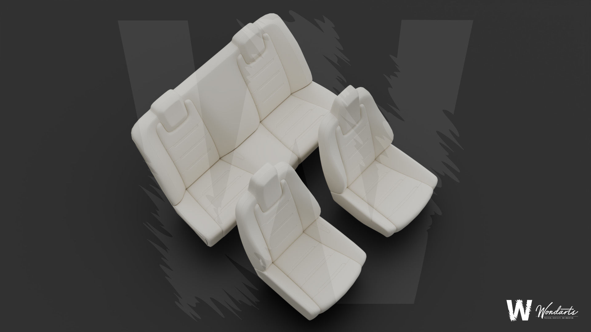 Tesla Complete Seat Set for tesla car Low-poly 3D model_6