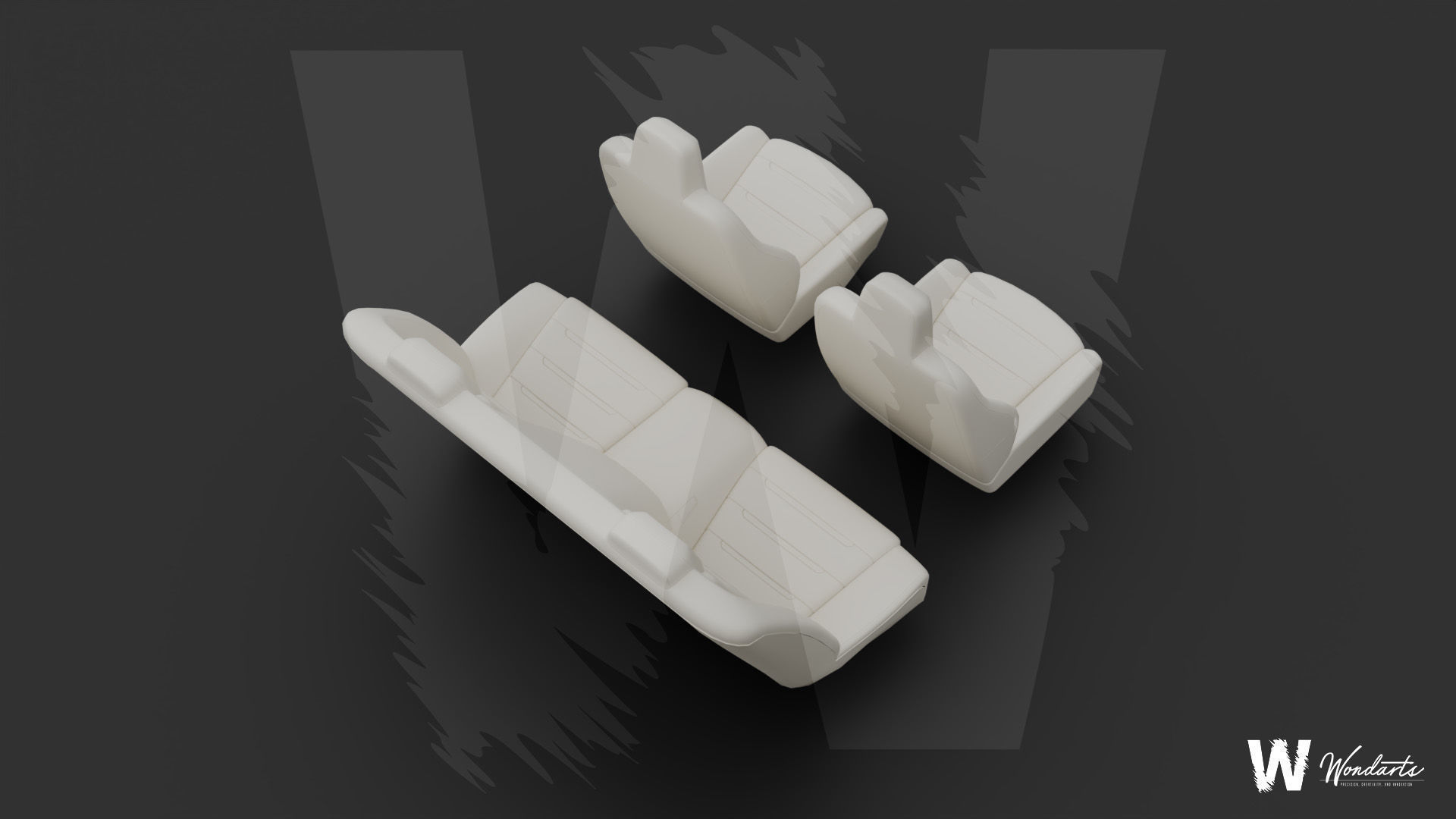 Tesla Complete Seat Set for tesla car Low-poly 3D model_2