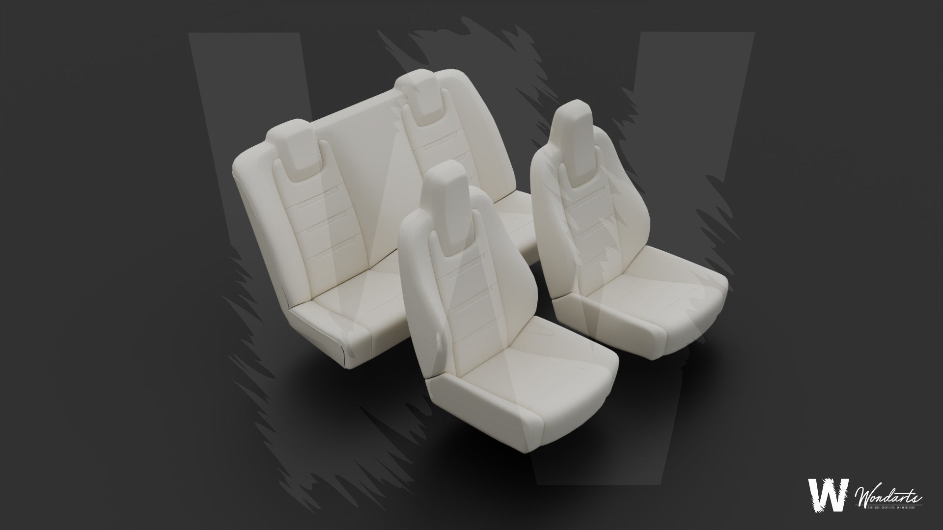 Tesla Complete Seat Set for tesla car Low-poly 3D model_1