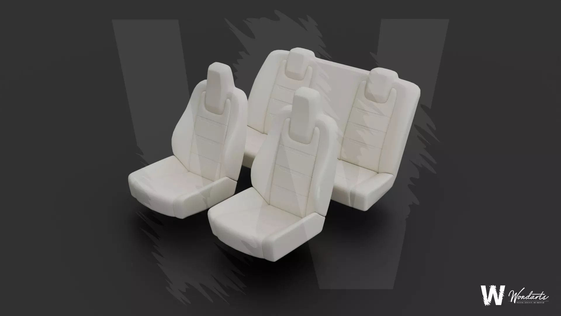 Tesla Complete Seat Set for tesla car Low-poly 3D model_0