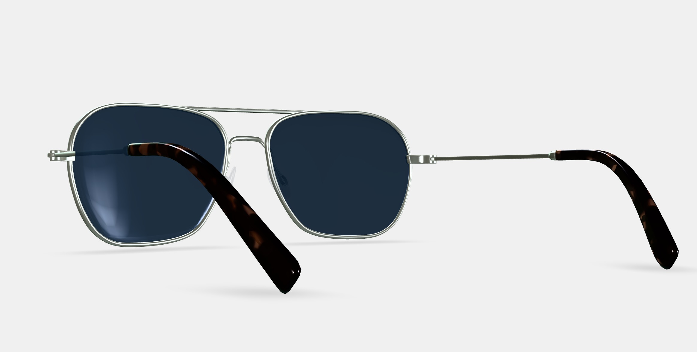 Abe Sunglasses in Polished Silver 3D model_3