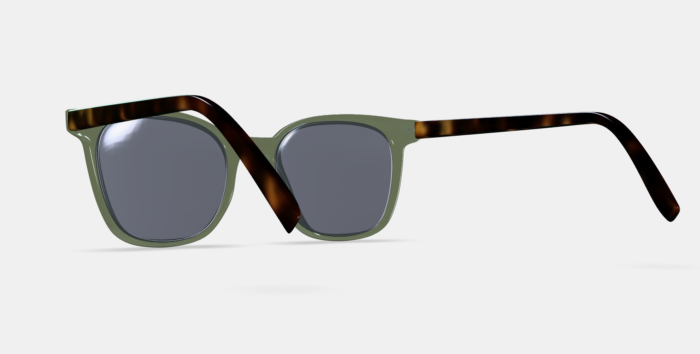 Griffin Sunglasses in Seaweed Crystal with Cognac Tortoise 3D model_4