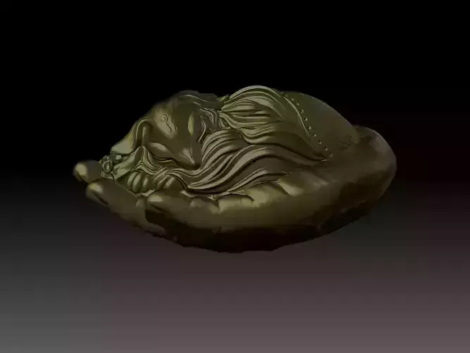 Fox Resting on Hand 3D STL