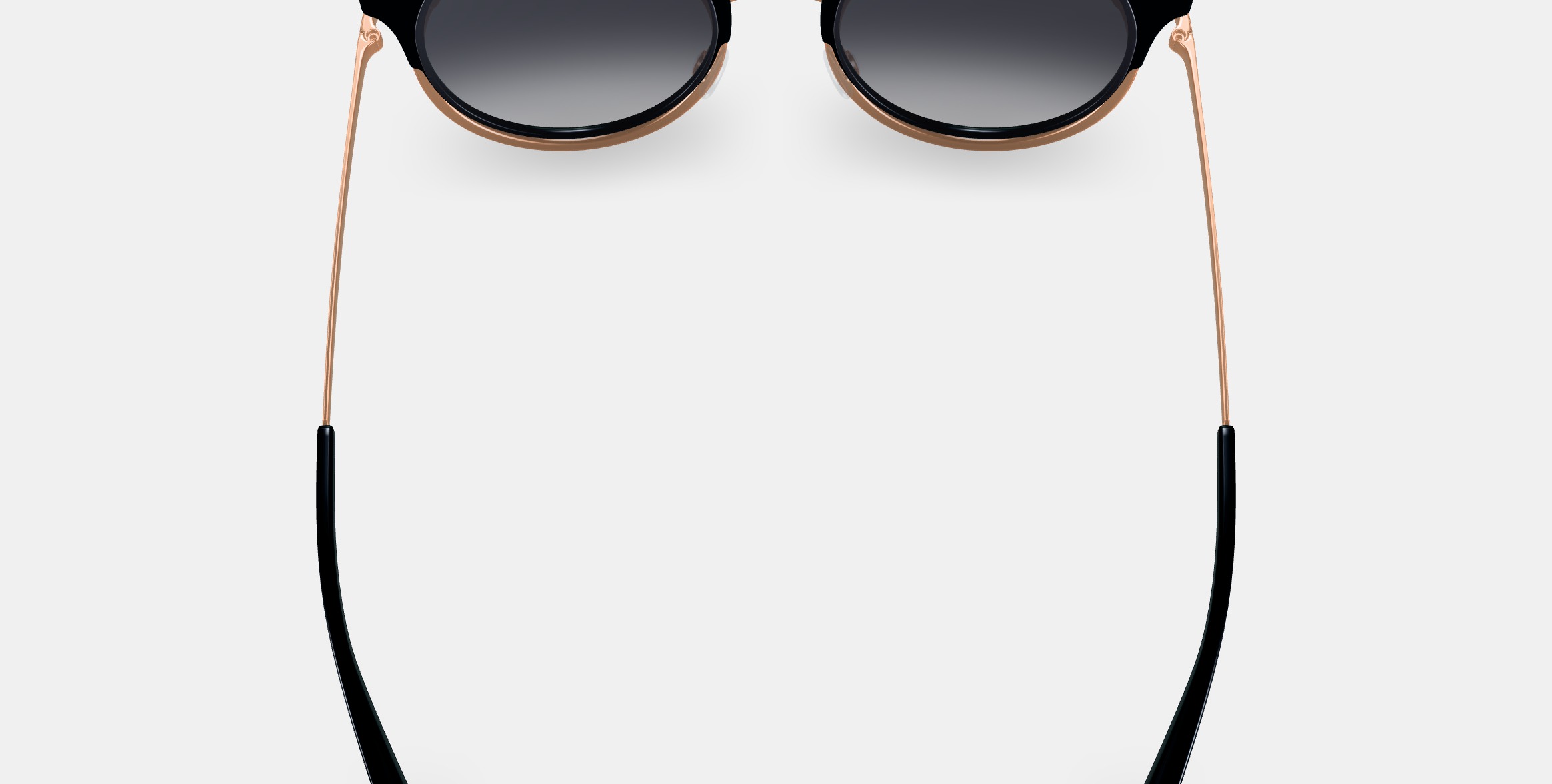 Cleo Sunglasses in Jet Black with Rose Gold 3D model_4