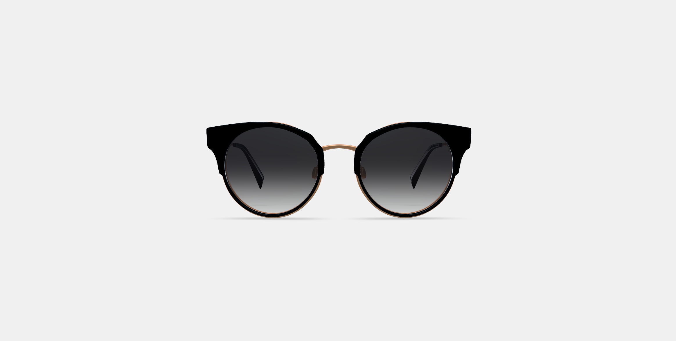 Cleo Sunglasses in Jet Black with Rose Gold 3D model_10