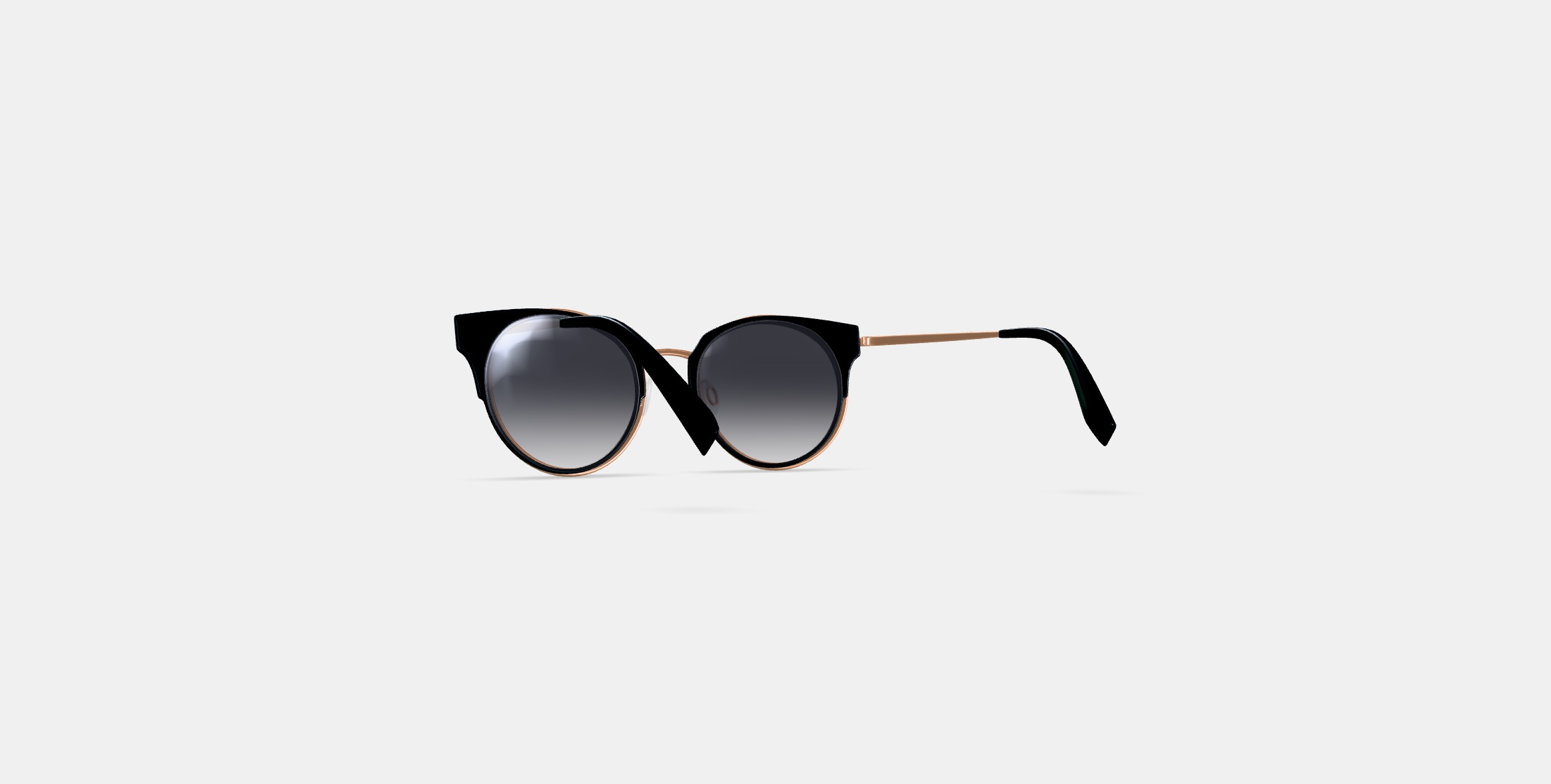 Cleo Sunglasses in Jet Black with Rose Gold 3D model_16