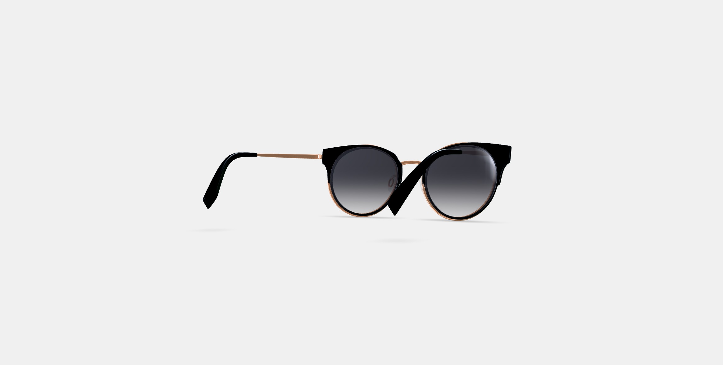 Cleo Sunglasses in Jet Black with Rose Gold 3D model_5