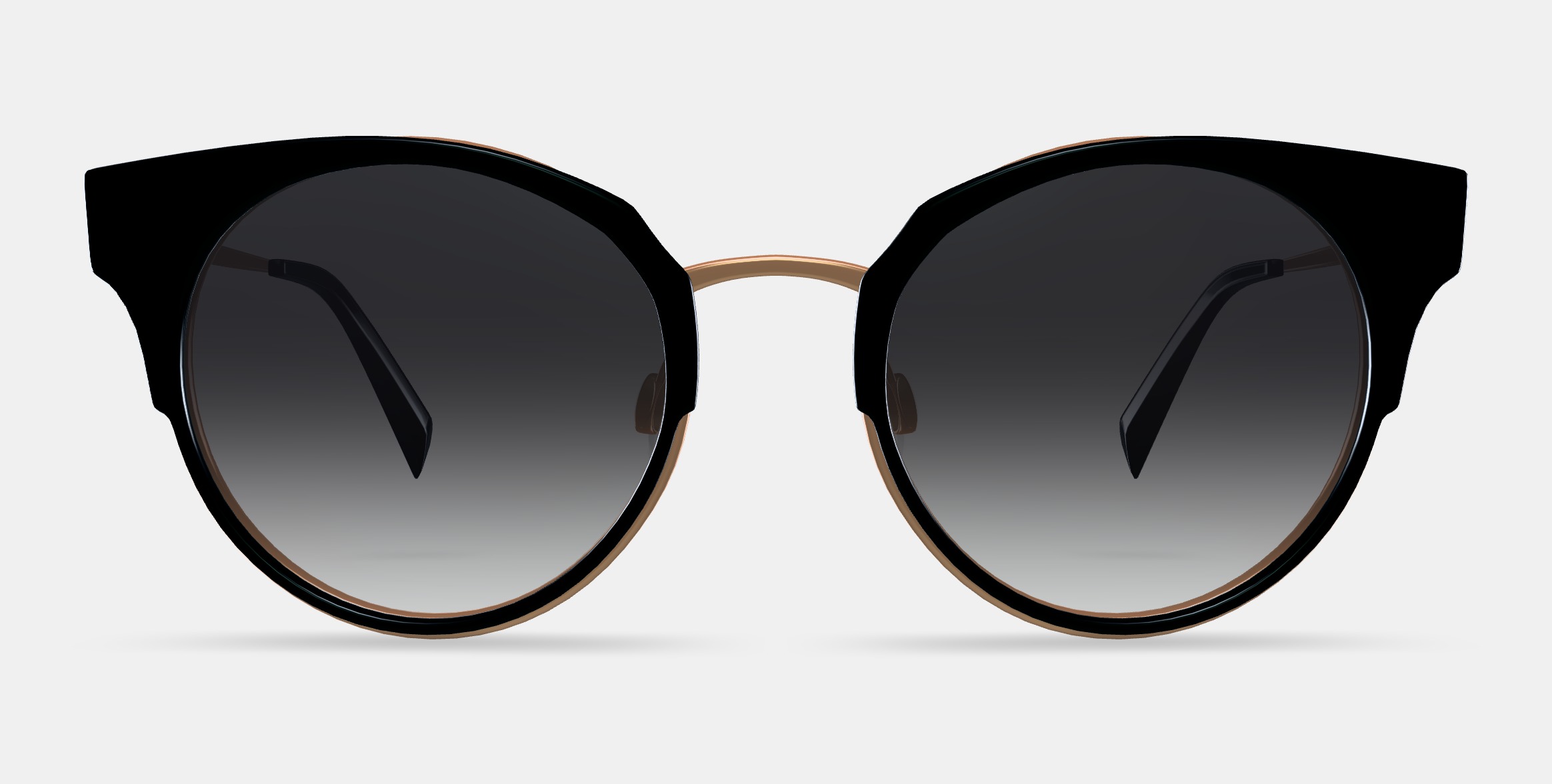 Cleo Sunglasses in Jet Black with Rose Gold 3D model_11