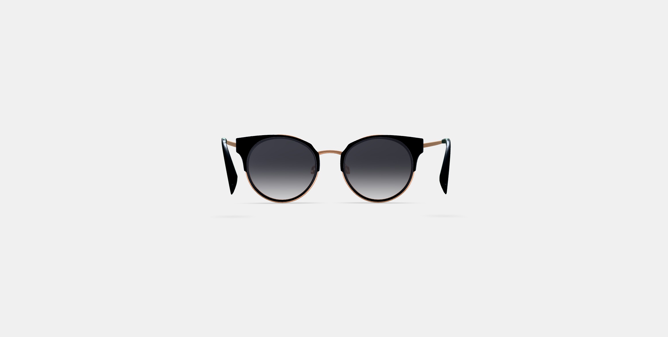 Cleo Sunglasses in Jet Black with Rose Gold 3D model_14