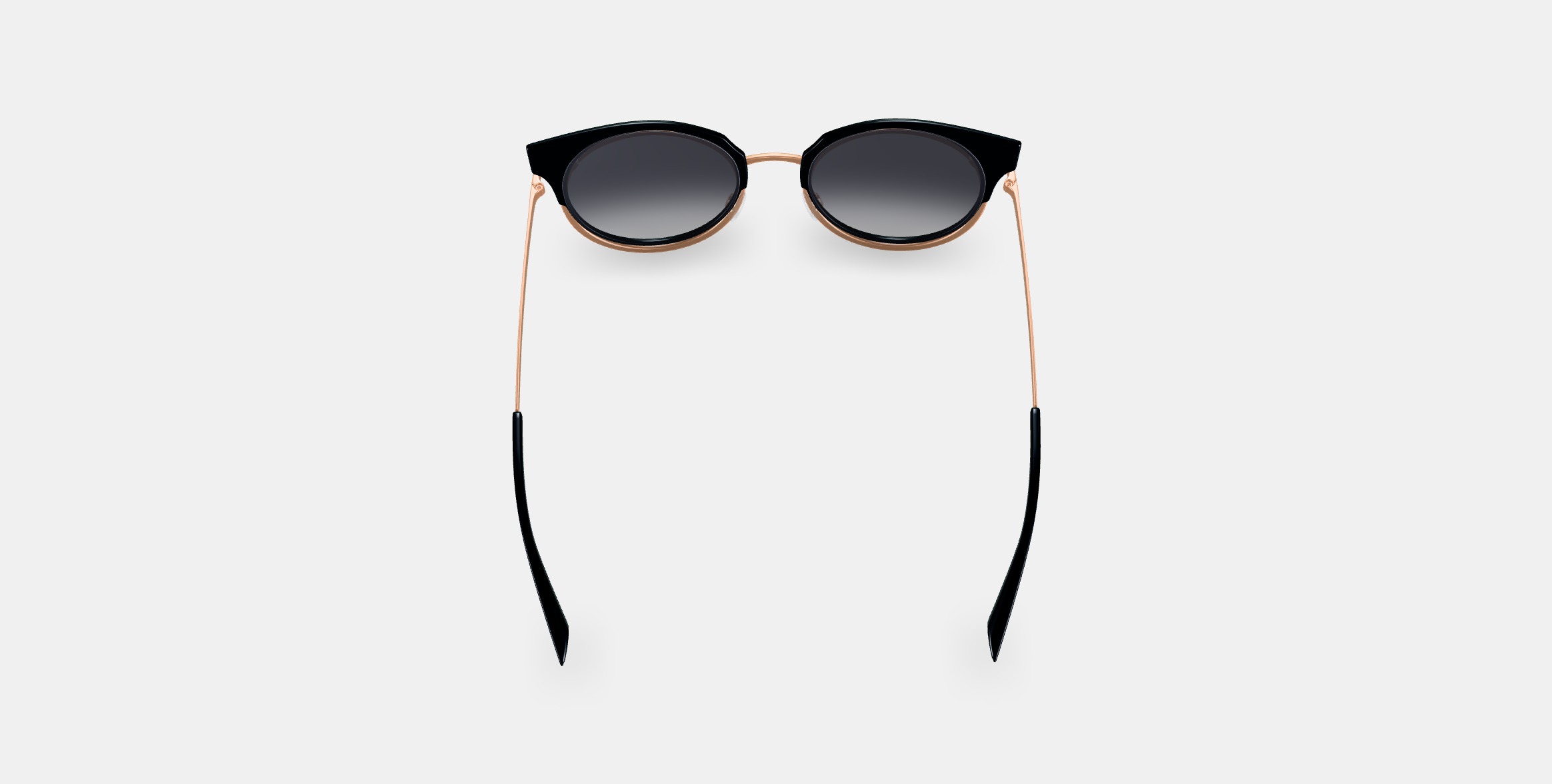 Cleo Sunglasses in Jet Black with Rose Gold 3D model_3