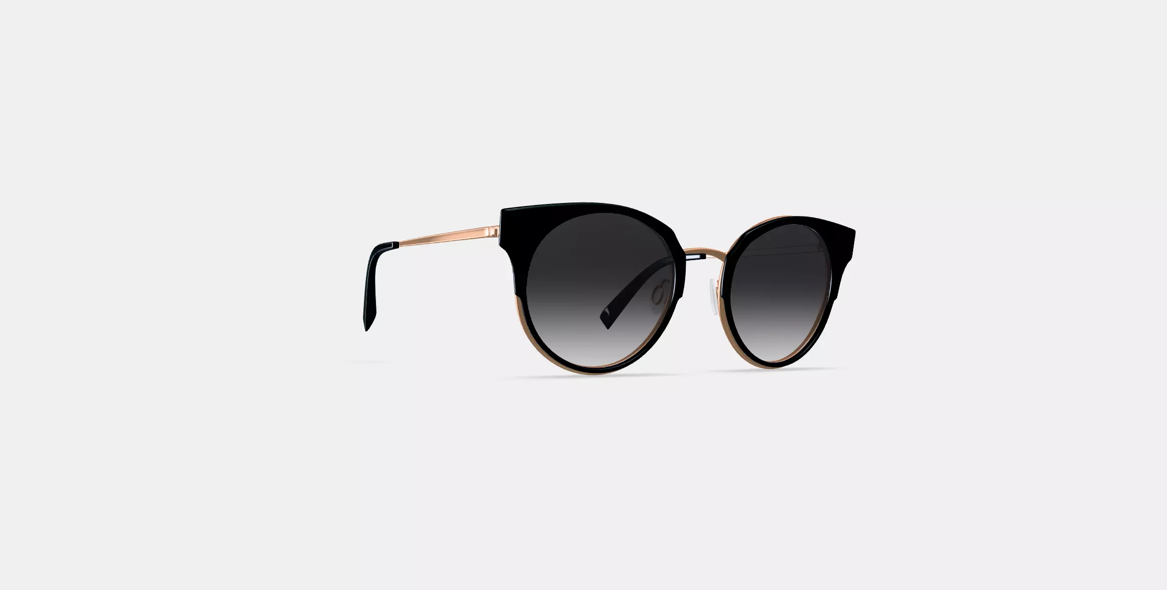 Cleo Sunglasses in Jet Black with Rose Gold 3D model_0