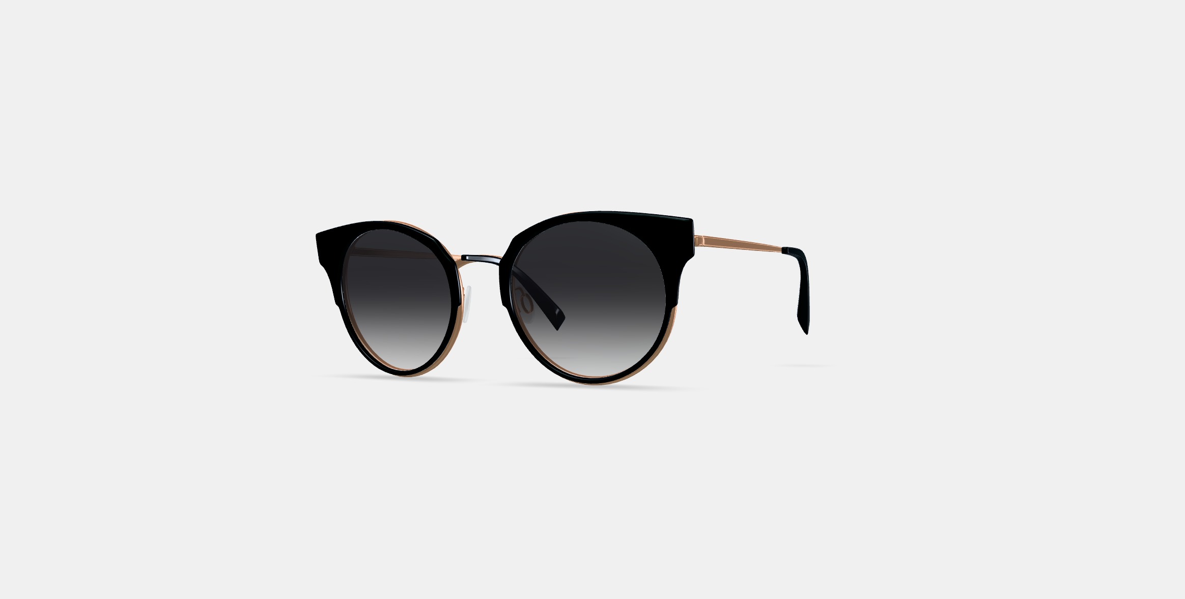 Cleo Sunglasses in Jet Black with Rose Gold 3D model_12
