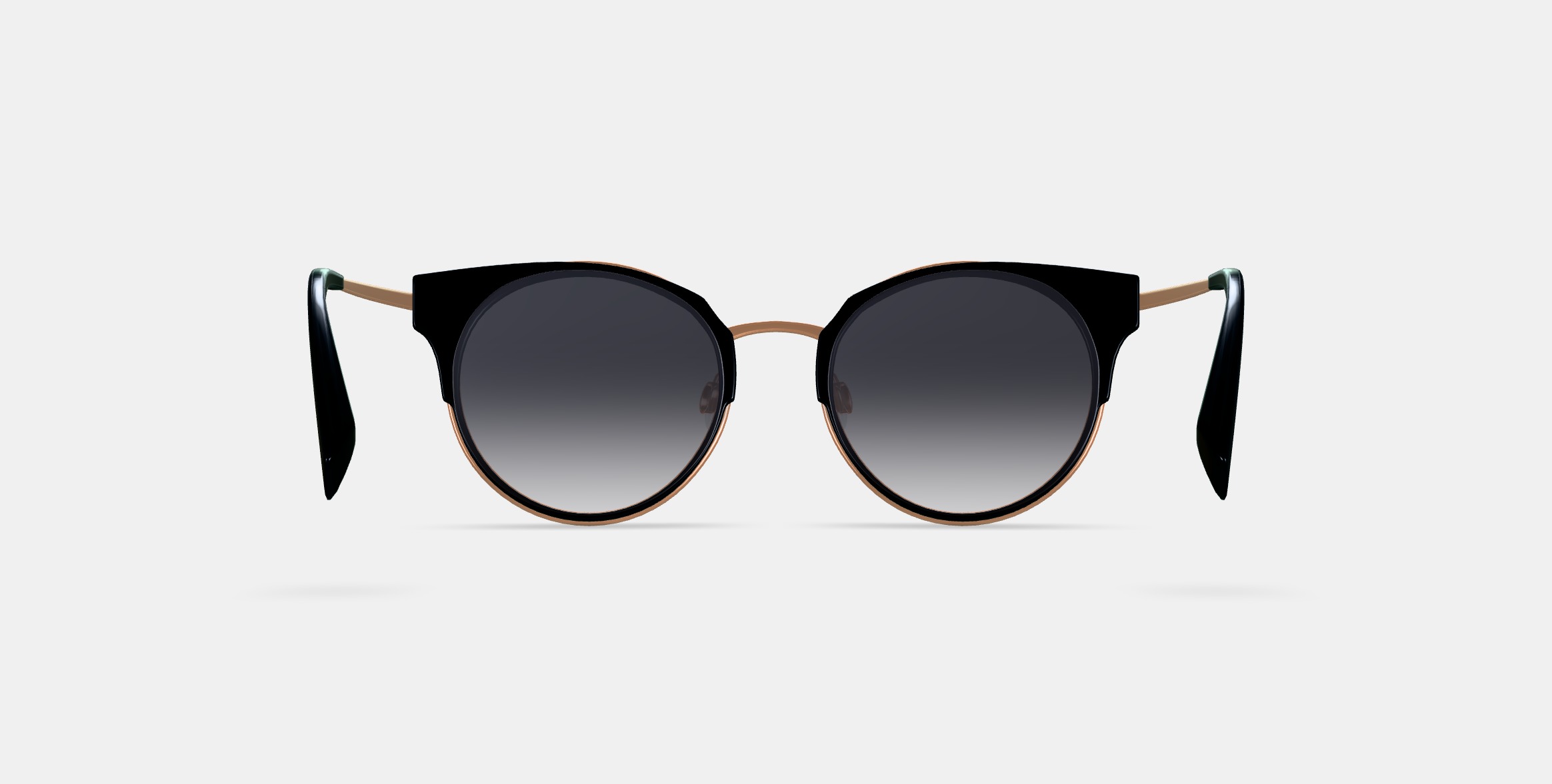 Cleo Sunglasses in Jet Black with Rose Gold 3D model_15