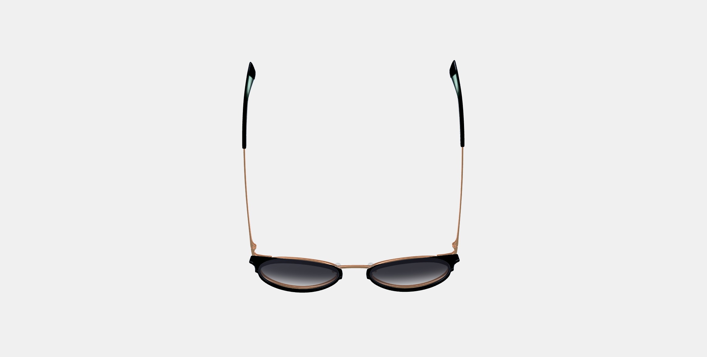 Cleo Sunglasses in Jet Black with Rose Gold 3D model_6