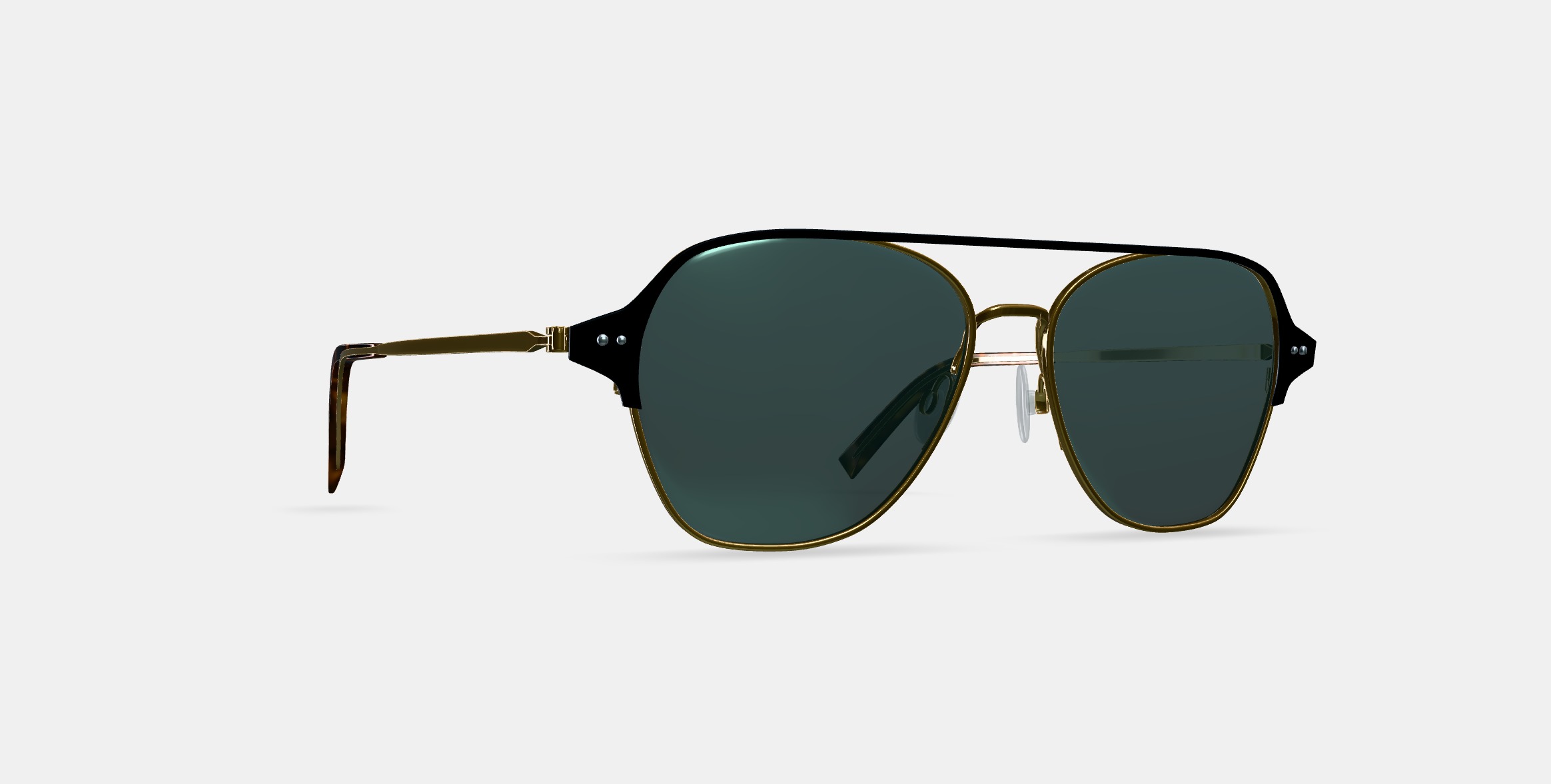 Corson Sunglasses in Jet Black with Polished Gold 3D model_9