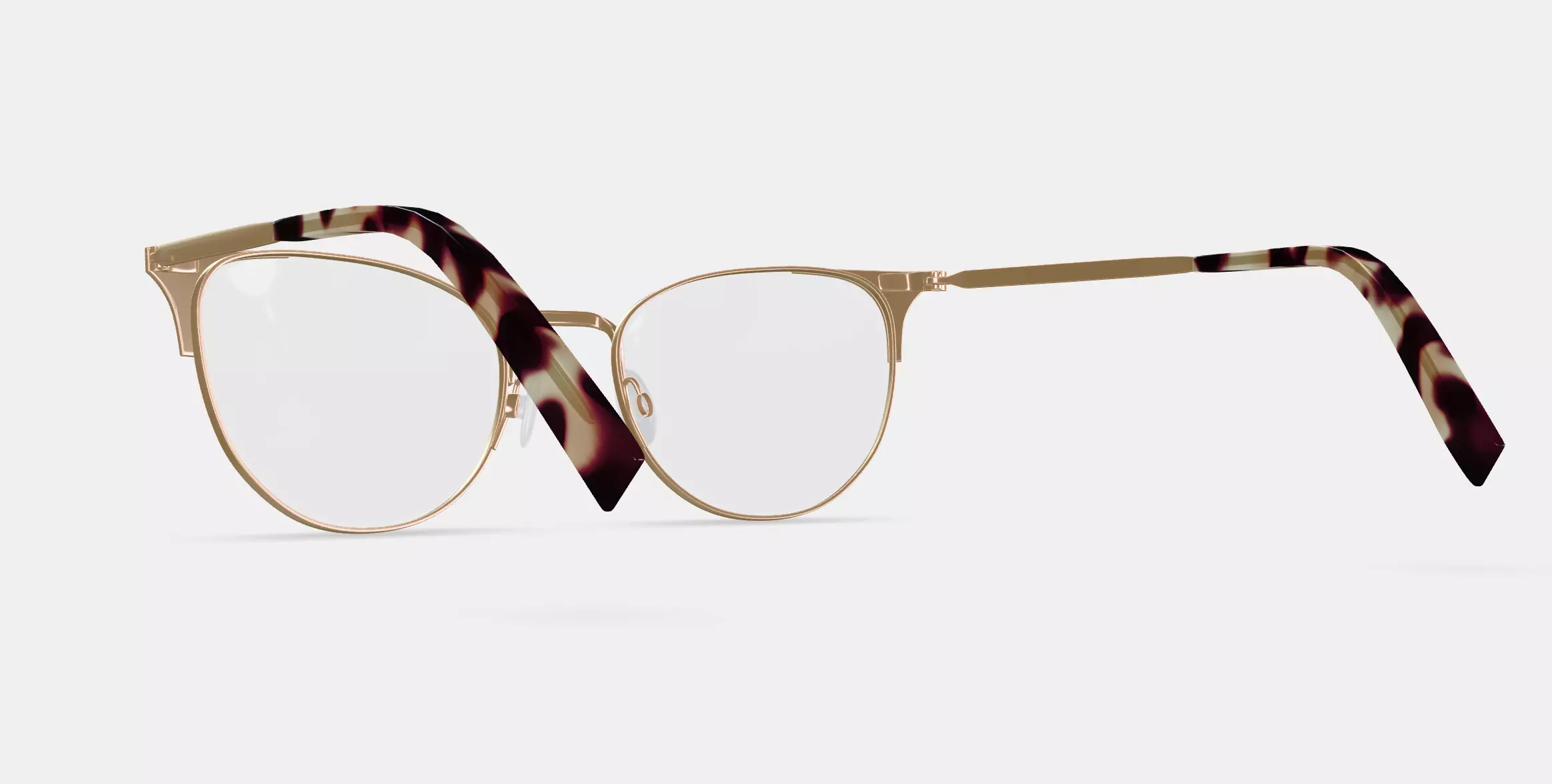 Ava Eyeglasses in Polished Gold with Brushed Navy 3D model_0