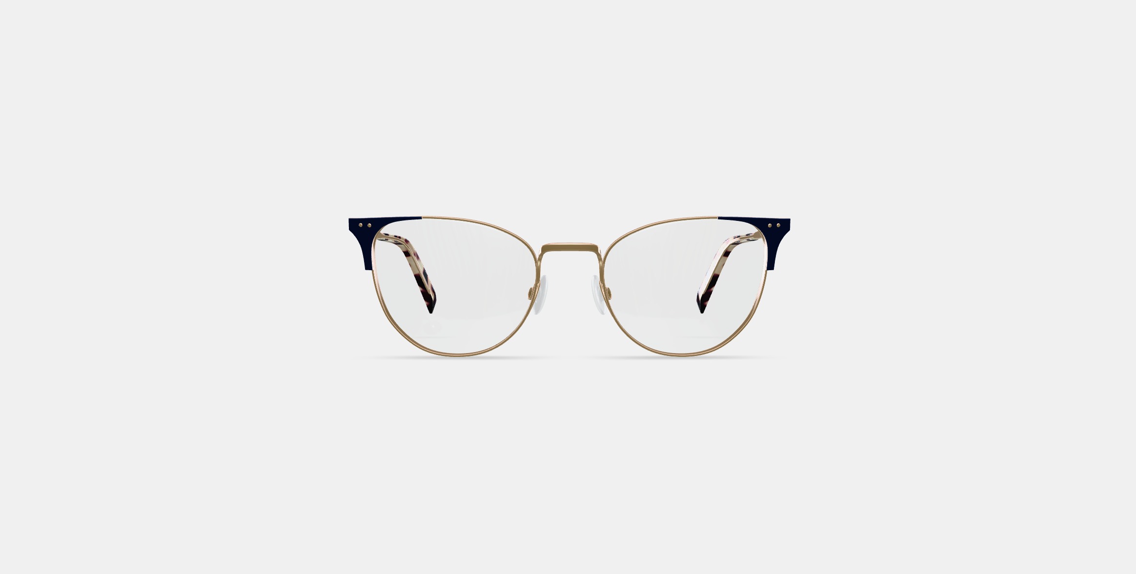 Ava Eyeglasses in Polished Gold with Brushed Navy 3D model_10