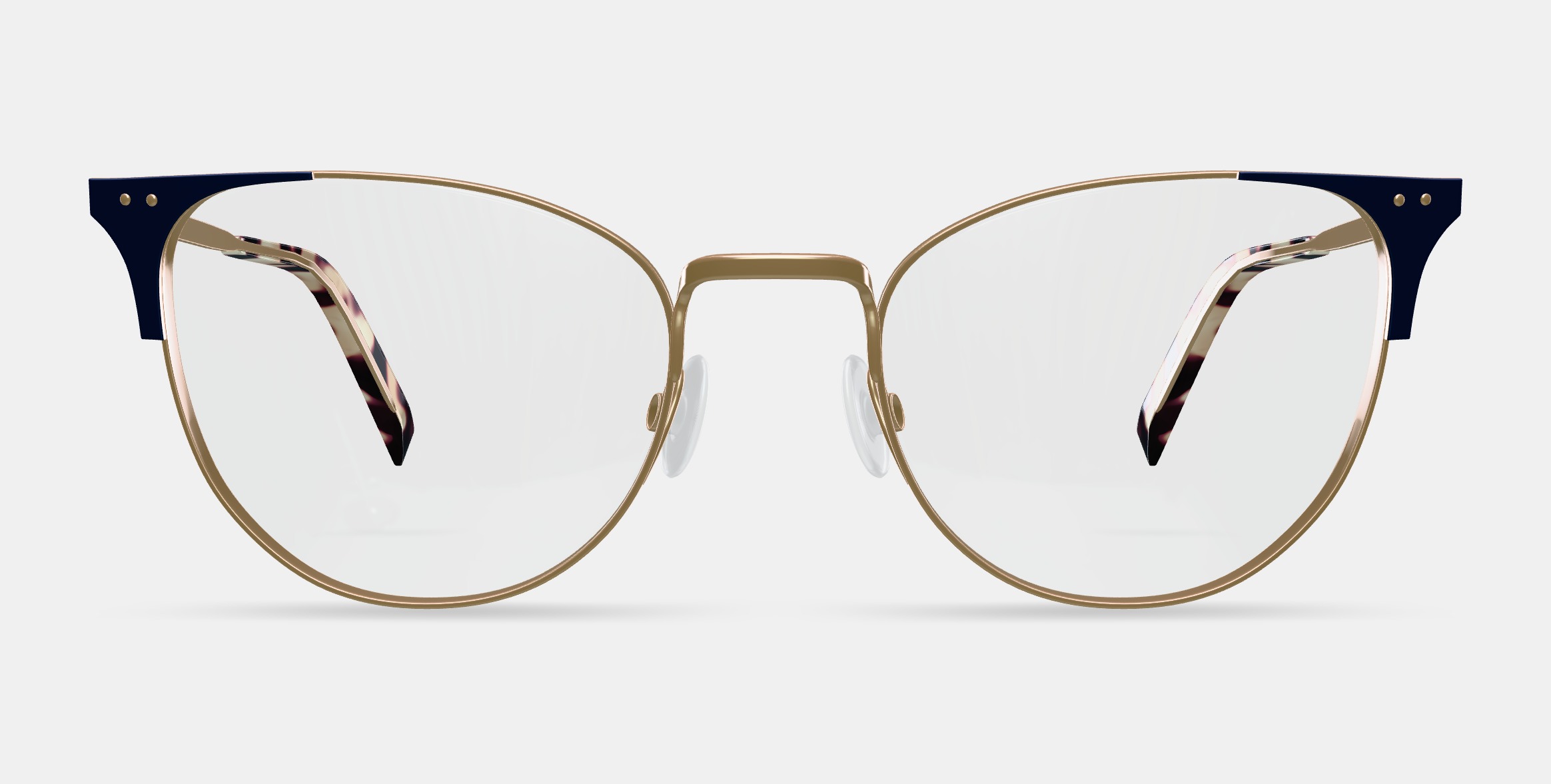 Ava Eyeglasses in Polished Gold with Brushed Navy 3D model_11