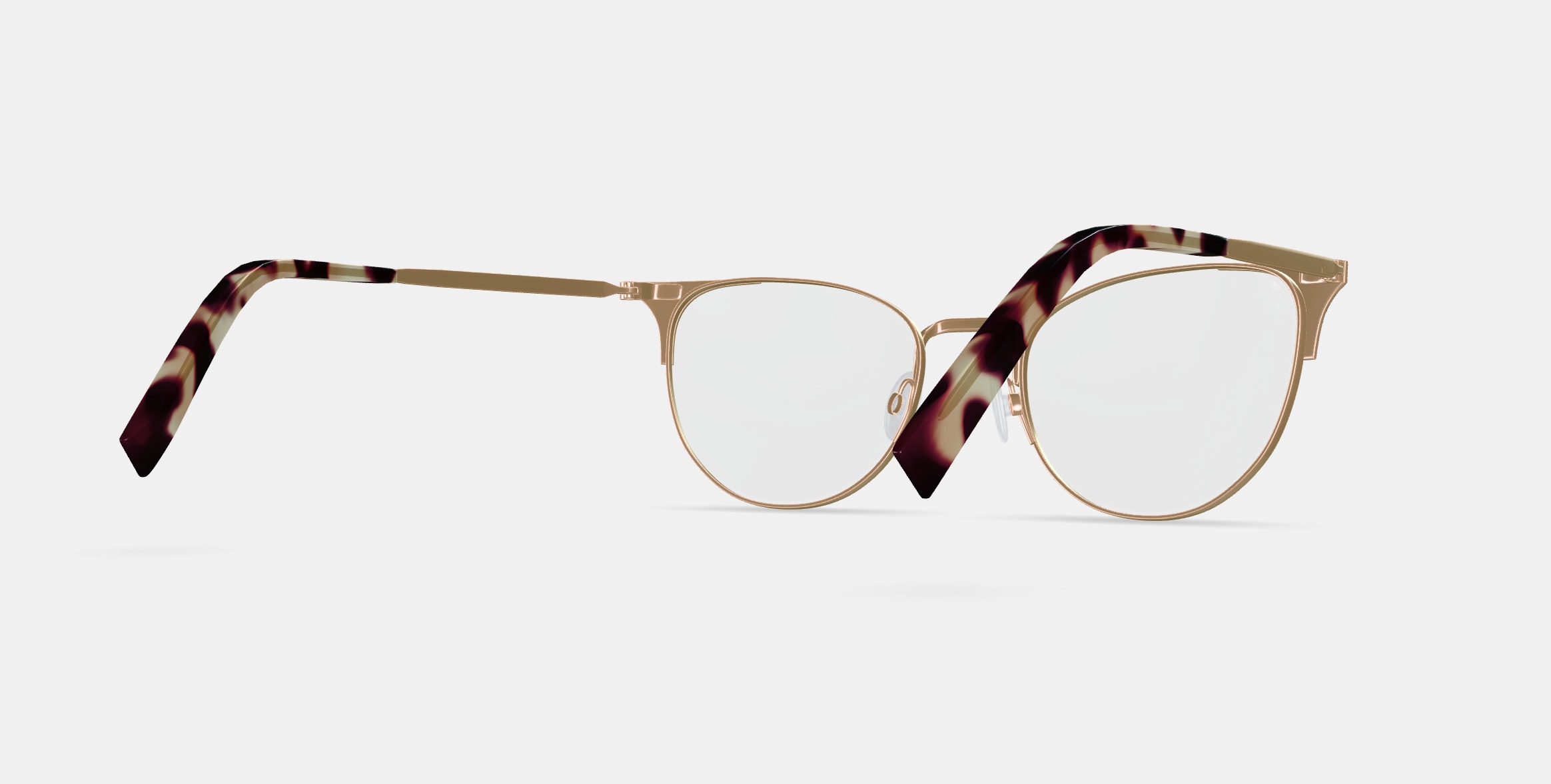Ava Eyeglasses in Polished Gold with Brushed Navy 3D model_6
