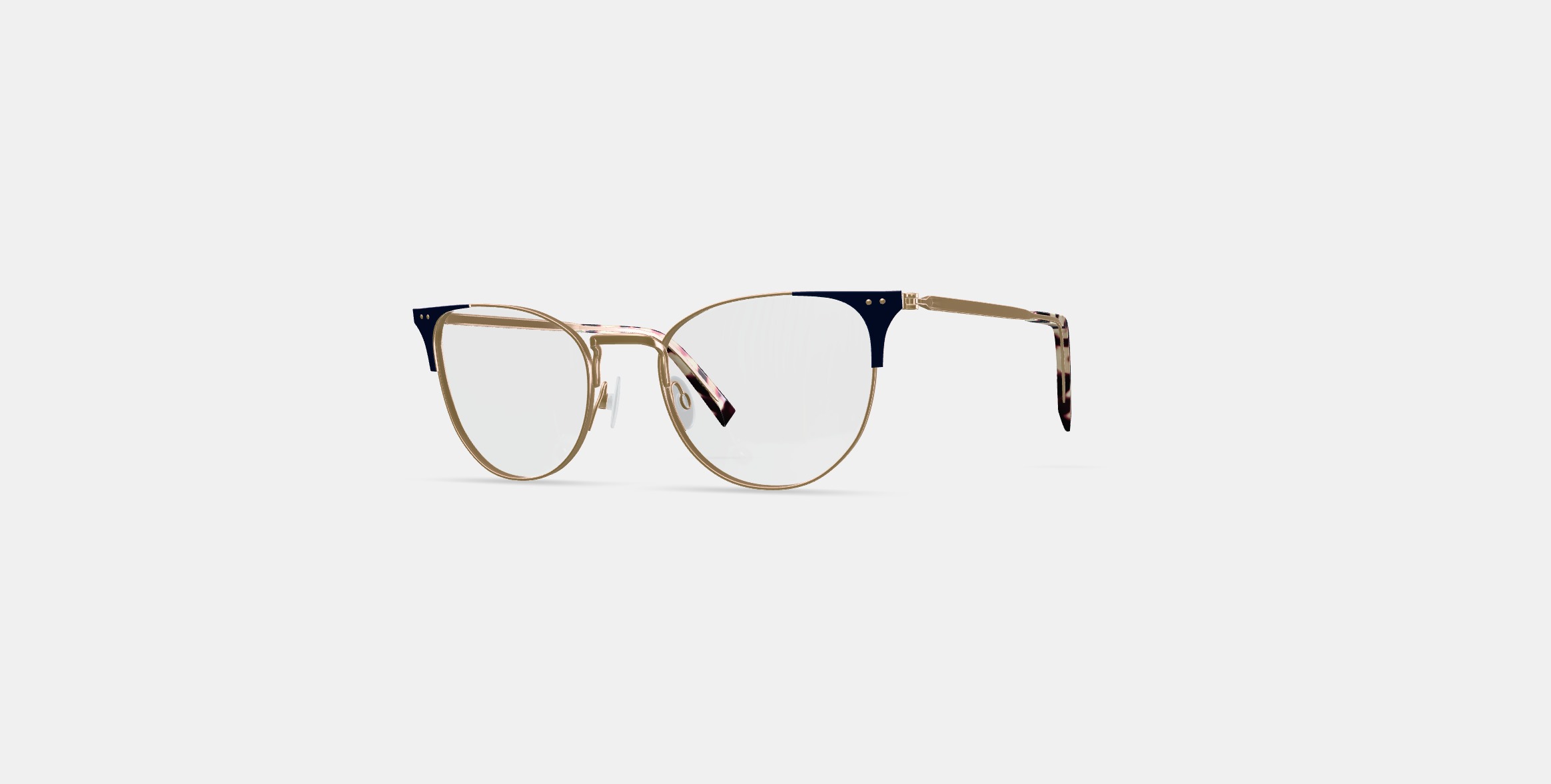 Ava Eyeglasses in Polished Gold with Brushed Navy 3D model_12