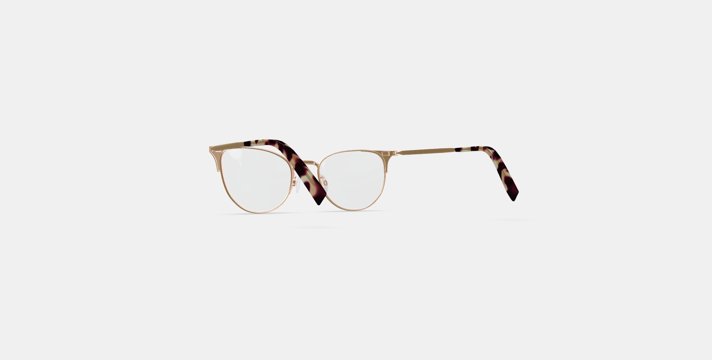 Ava Eyeglasses in Polished Gold with Brushed Navy 3D model_16