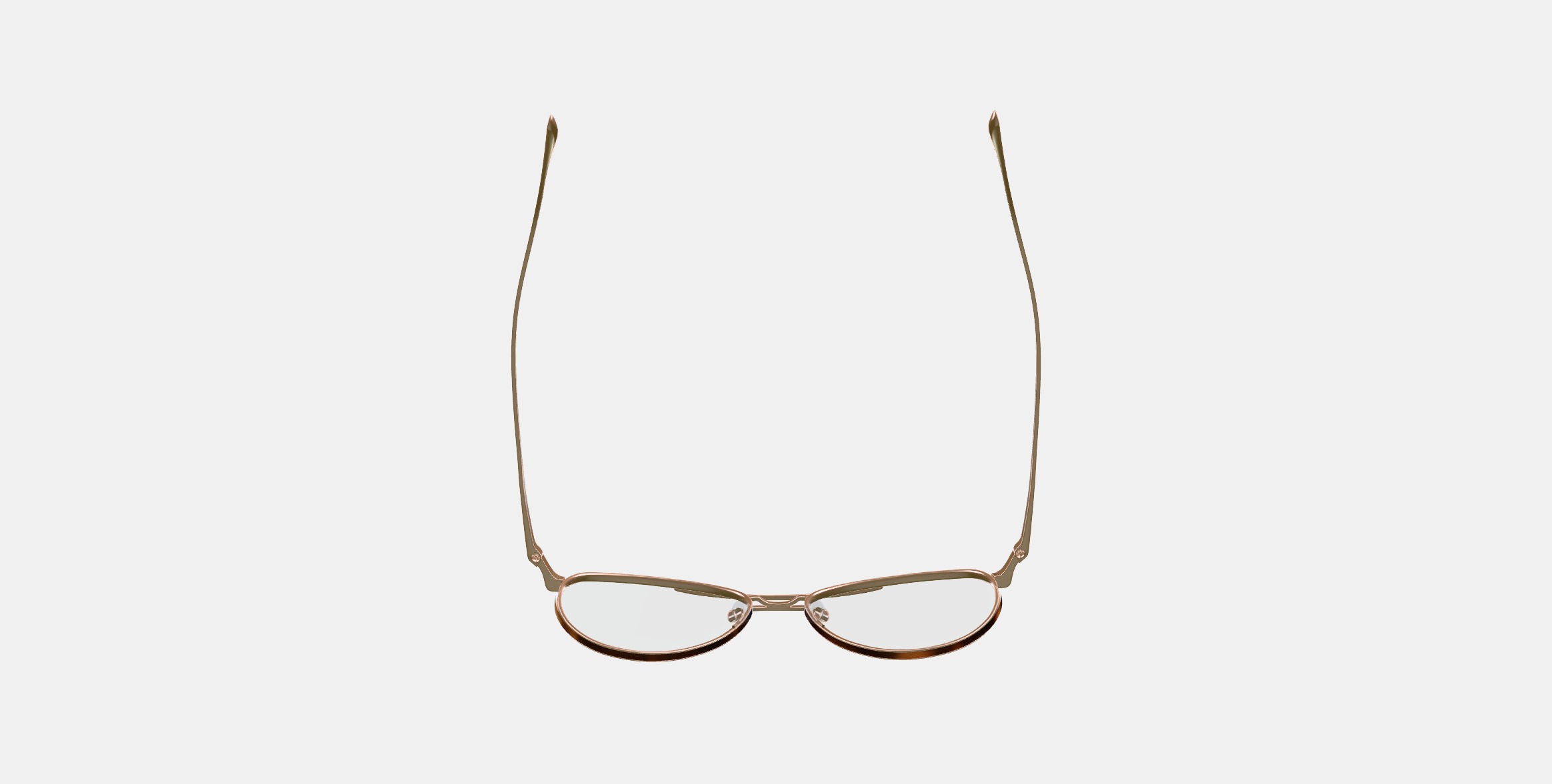 Sanaa Eyeglasses in Polished Gold with Oak Barrel 3D model_7