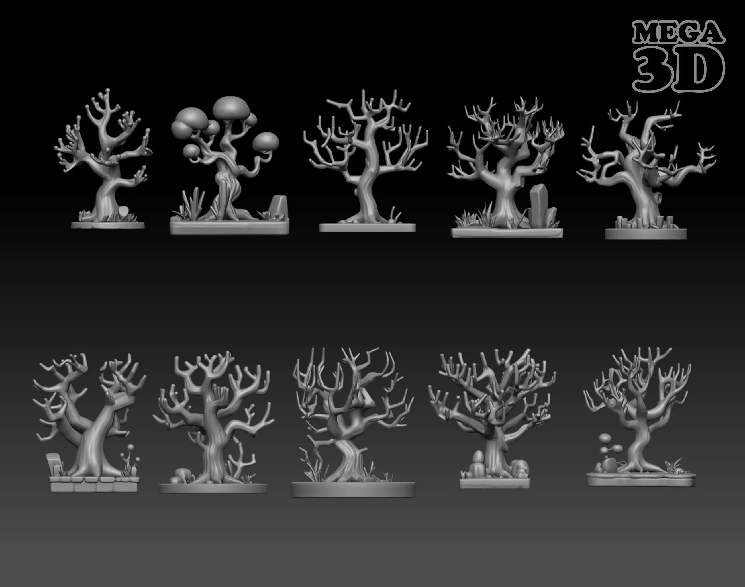 10 Tabletop Game Dry Trees - 241229 3D print model_0