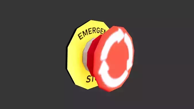 Emergency Stop Button Low-poly 3D model