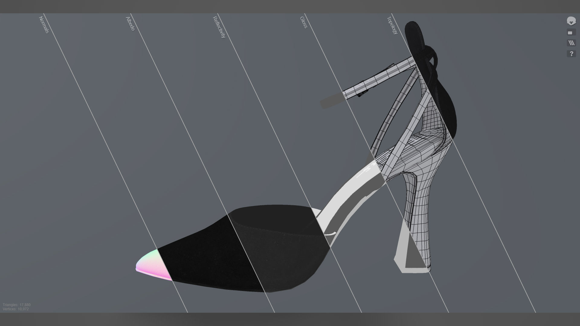 Pointed Toe Ankle Strap Pumps Black Suede Low-poly 3D model_4