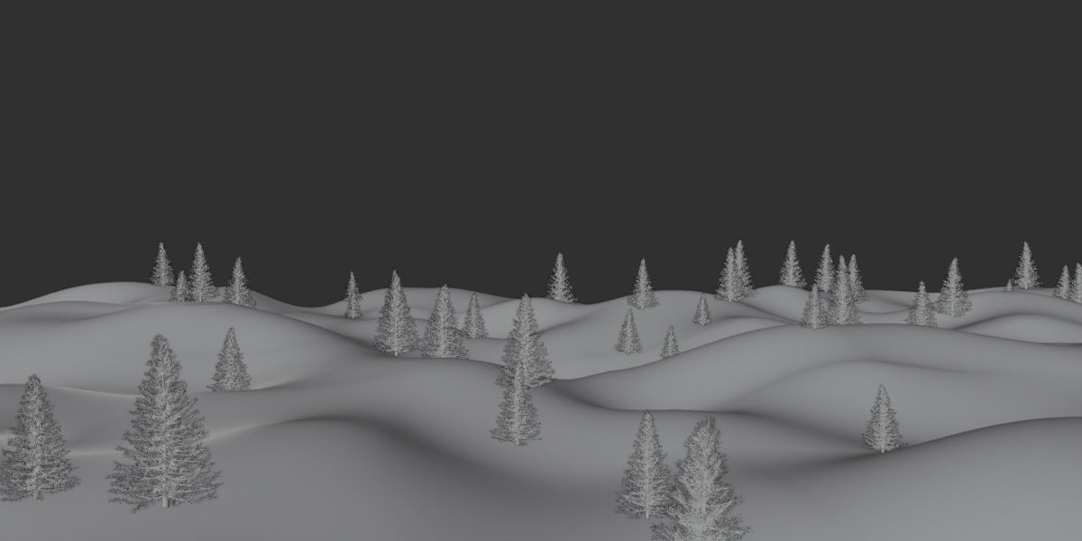 Hilly Snow Landscape Scene in Blender 3D model_2