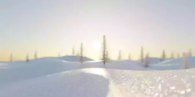 Hilly Snow Landscape Scene in Blender