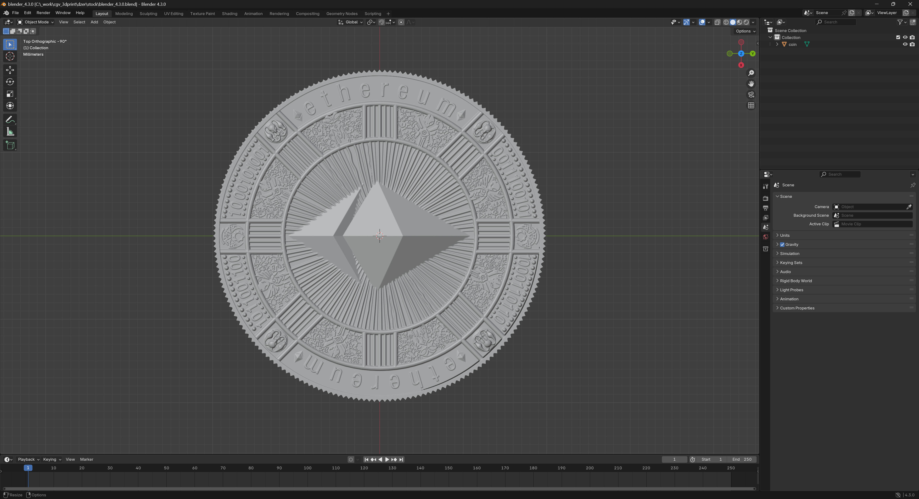 ethereum coin 3D print model_24