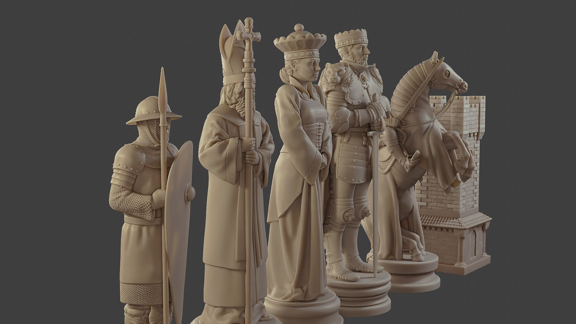 Medieval Crusader Chess Set MCCHS 1 3D print model_30
