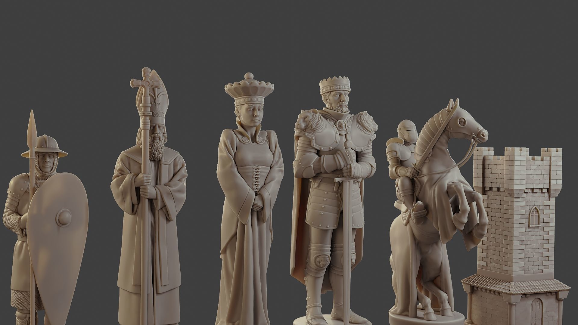 Medieval Crusader Chess Set MCCHS 1 3D print model_31