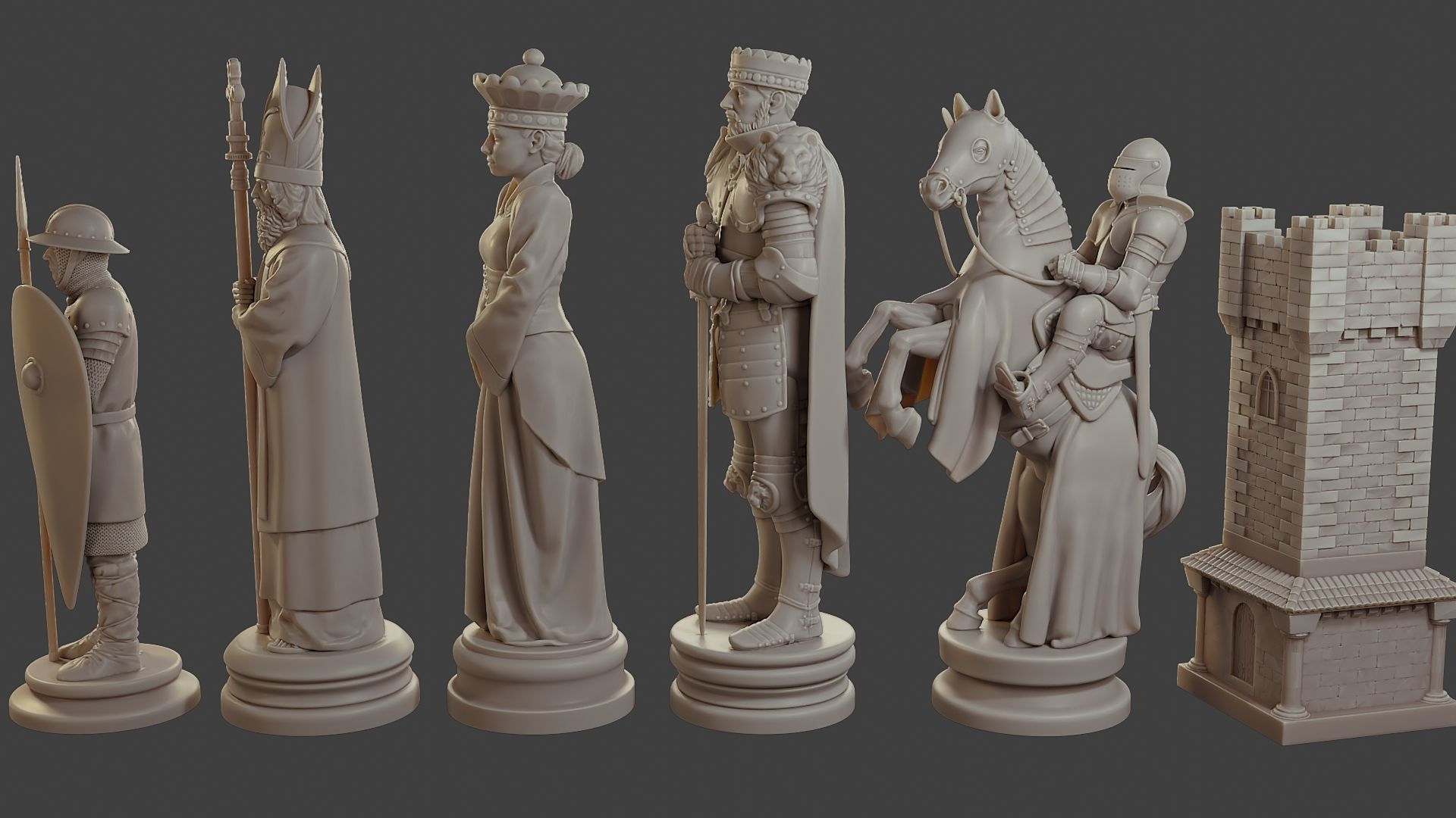 Medieval Crusader Chess Set MCCHS 1 3D print model_4