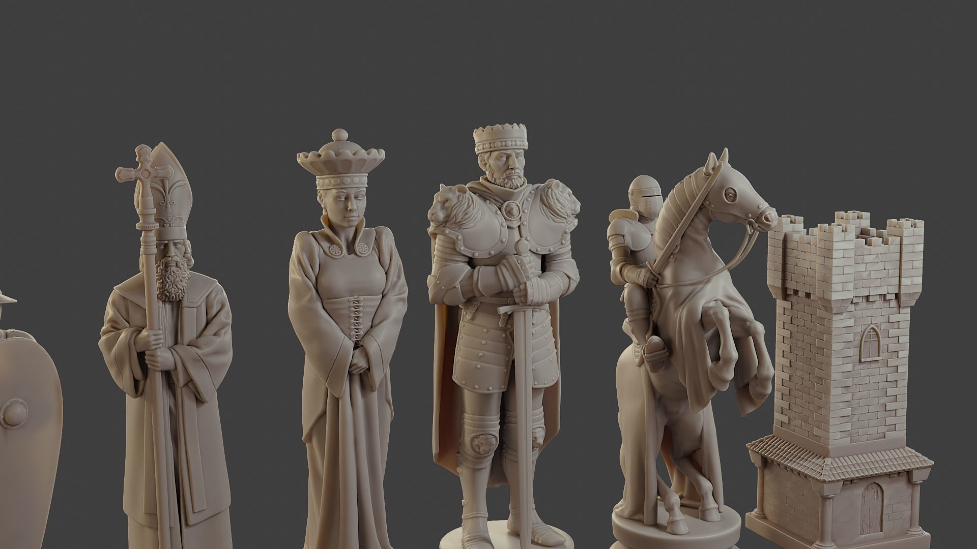 Medieval Crusader Chess Set MCCHS 1 3D print model_27