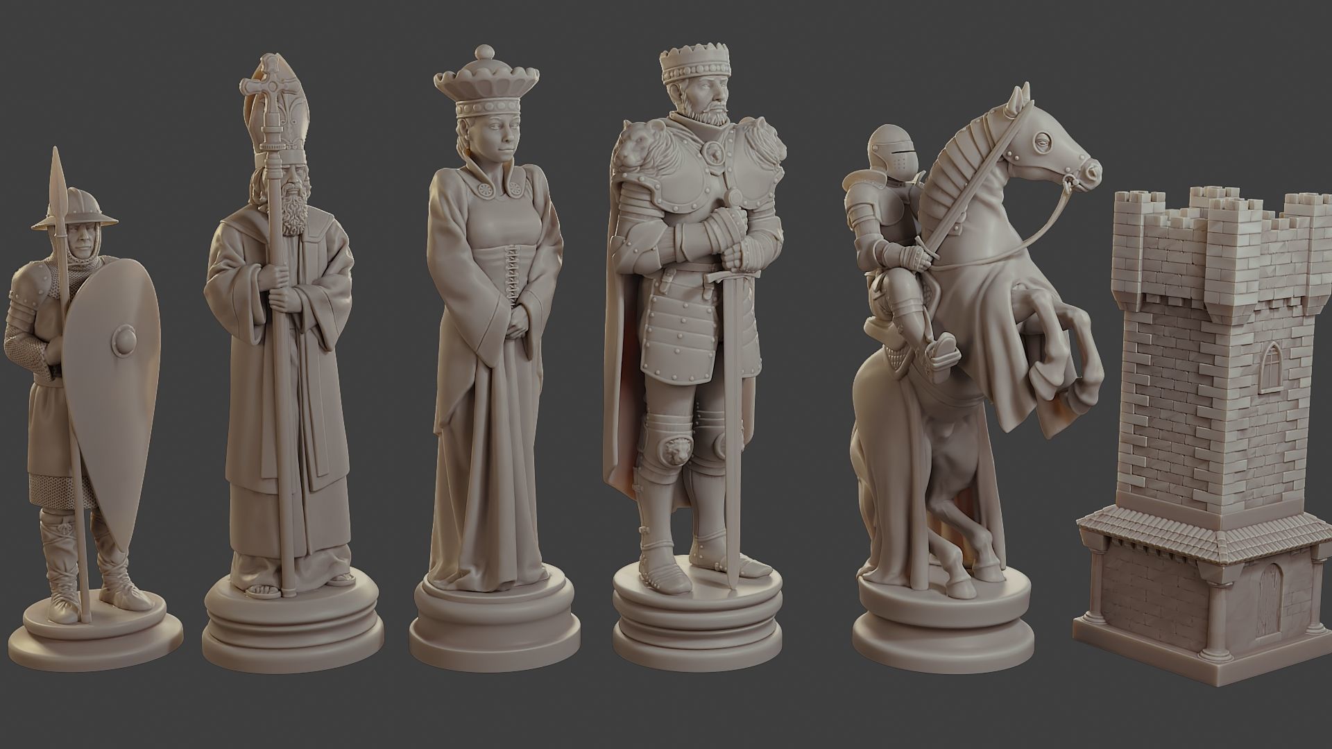 Medieval Crusader Chess Set MCCHS 1 3D print model_11